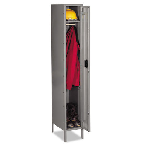 Image of Single Tier Locker With Legs, 12w X 18d X 78h, Medium Gray