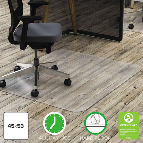 Image of Polycarbonate All Day Use Chair Mat - Hard Floors, 45 X 53, Rectangle, Clear