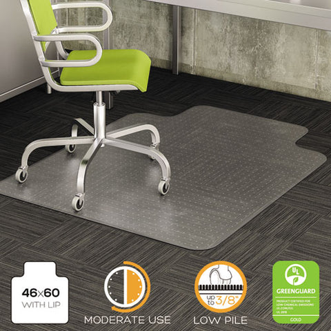 Image of Duramat Moderate Use Chair Mat For Low Pile Carpet, 46 X 60, Wide Lipped, Clear