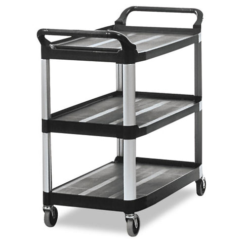 Image of Open Sided Utility Cart, Three-shelf, 40.63w X 20d X 37.81h, Black