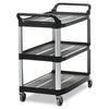 Open Sided Utility Cart, Three-shelf, 40.63w X 20d X 37.81h, Black