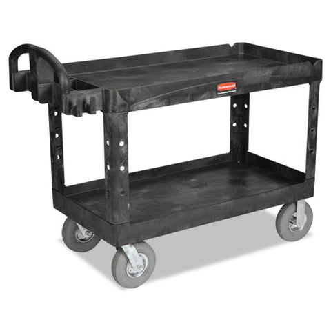 Image of Heavy-duty 2-shelf Utility Cart, Tpr Casters, 26w X 55d X 33.25h, Black