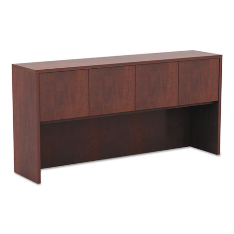 Image of Alera Valencia Series Hutch With Doors, 64.75w X 15d X 35.38h, Medium Cherry