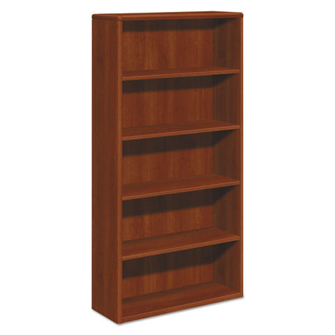 Image of 10700 Series Wood Bookcase, Five Shelf, 36w X 13 1/8d X 71h, Cognac