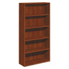 10700 Series Wood Bookcase, Five Shelf, 36w X 13 1/8d X 71h, Cognac