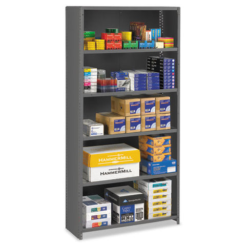 Image of Closed Commercial Steel Shelving, Six-shelf, 36w X 12d X 75h, Medium Gray