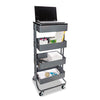 Multi-use Storage Cart/stand-up Workstation, 15.25w X 11.25d X 18.5 To 39h, Gray