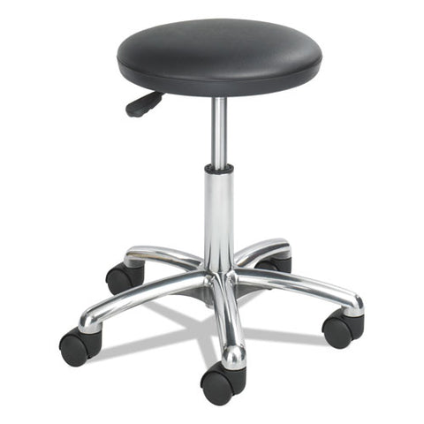 Image of Height-adjustable Lab Stool, 21" Seat Height, Supports Up To 250 Lbs., Black Seat/black Back, Chrome Base