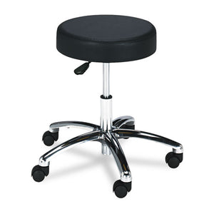 Pneumatic Lab Stool Without Back, 22" Seat Height, Supports Up To 250 Lbs., Black Seat/black Back, Chrome Base