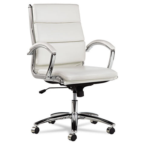 Image of Alera Neratoli Mid-back Slim Profile Chair, Supports Up To 275 Lbs, White Seat/white Back, Chrome Base