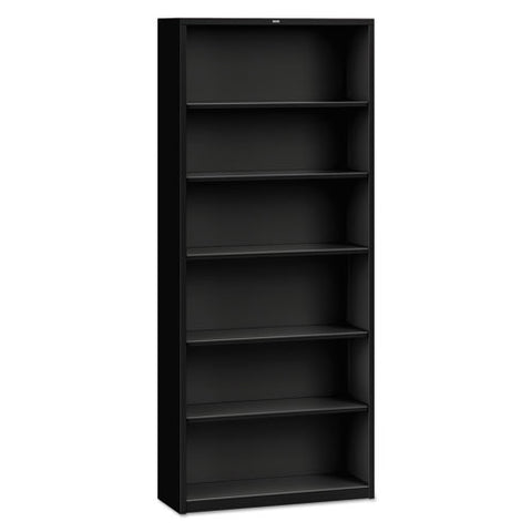 Image of Metal Bookcase, Six-shelf, 34-1/2w X 12-5/8d X 81-1/8h, Black