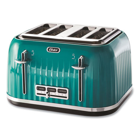 Image of 4-slice Toaster With Textured Design With Chrome Accents, 12 X 13 X 8, Teal