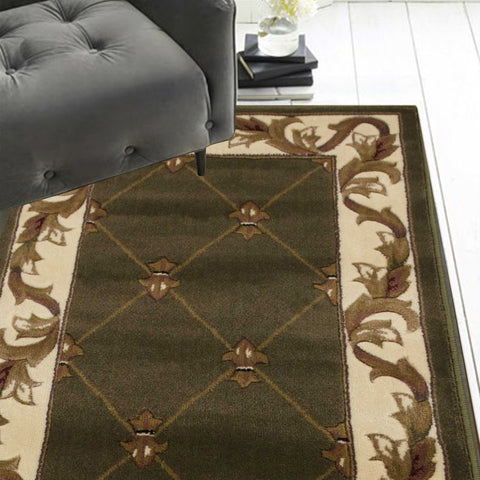 Image of 2 x 7 Runner Polypropylene Green Area Rug