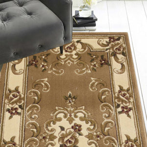 2 x 7 Runner Polypropylene Beigeor Ivory Area Rug