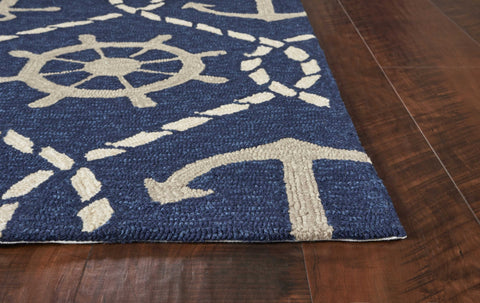 Image of 5 x 7 6" UV treated Polypropylene Navy Area Rug