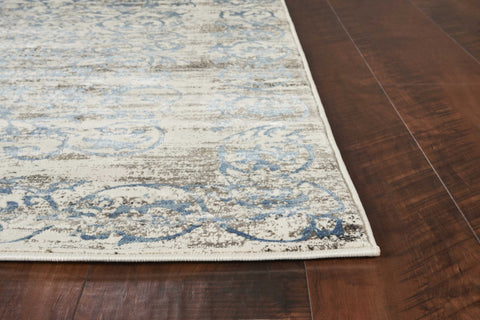 Image of 5 x 7 Polypropylene Ivory or Blue Area Rug