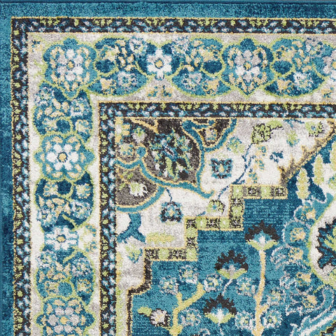 Image of 63" X 91" Teal Polypropelene Rug