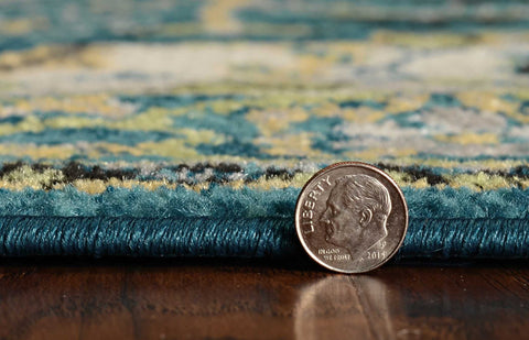 Image of 63" X 91" Teal Polypropelene Rug