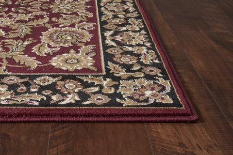 Image of 2 x 7 Runner Polypropylene Red or Black Area Rug