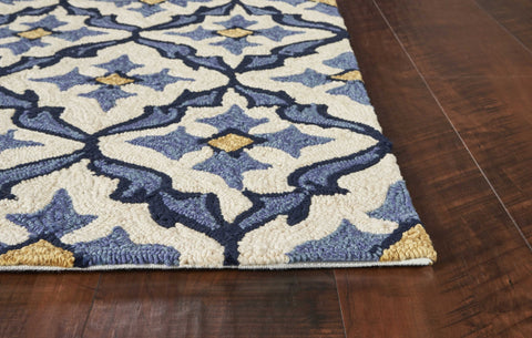 Image of 5 x 7 6" UV treated Polypropylene Ivory or Blue Area Rug