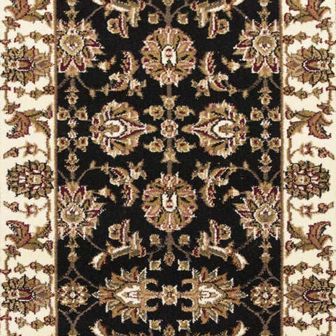 Image of 2 x 7 Runner Polypropylene Black or Ivory Area Rug