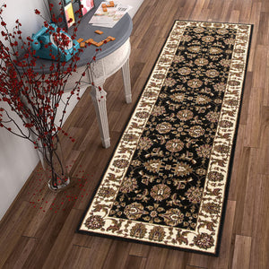 2 x 7 Runner Polypropylene Black or Ivory Area Rug