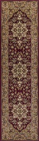 Image of 2 x 7 Runner Polypropylene Red or Beige Area Rug