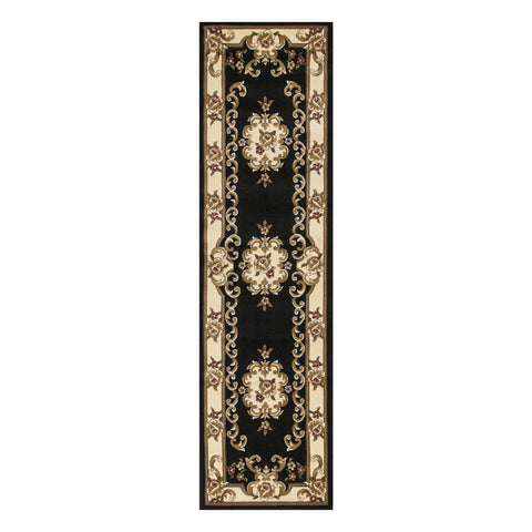 Image of 2 x 7 Runner Polypropylene Blackor Ivory Area Rug