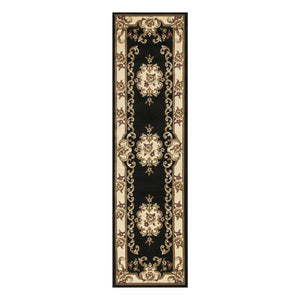 2 x 7 Runner Polypropylene Blackor Ivory Area Rug