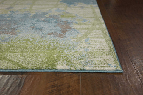 Image of 3 x 5 Polypropylene Green or Blue Area Rug