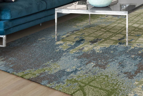 Image of 3 x 5 Polypropylene Green or Blue Area Rug