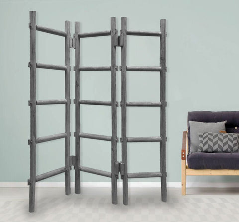 Image of 54" x 1.5" x 59" Gray Wood Blanket Rack Screen