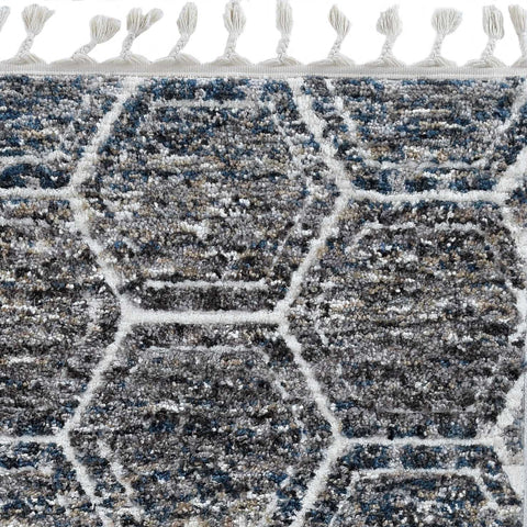 Image of 26" X 90" Grey or Teal Polyester Rug