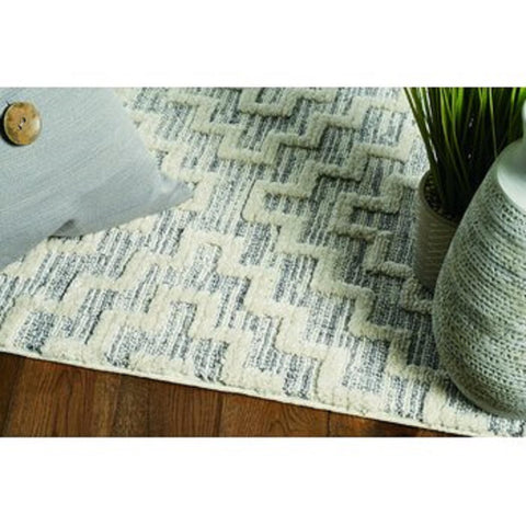 Image of 26" X 90" Ivory Grey Polyester Rug