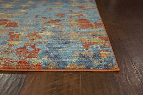 Image of 3 x 5 Polypropylene Blue or Coral Area Rug