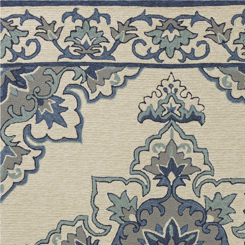 Image of 5 x 7 6" UV treated Polypropylene Ivory or Blue Area Rug