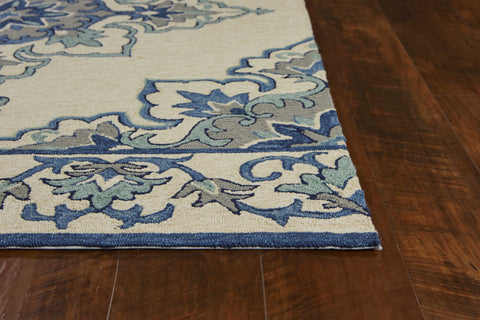 Image of 5 x 7 6" UV treated Polypropylene Ivory or Blue Area Rug