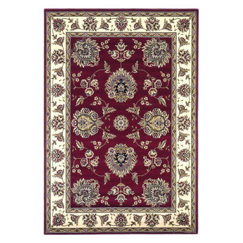 Image of 7 Ft Square Polypropylene Red and Ivory Area Rug