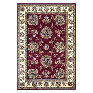 7 Ft Square Polypropylene Red and Ivory Area Rug