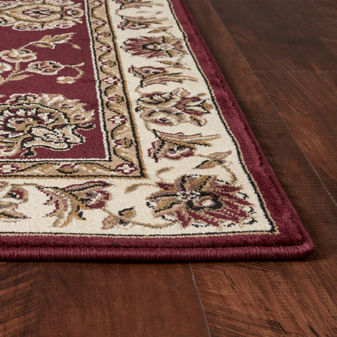 Image of 7 Ft Square Polypropylene Red and Ivory Area Rug