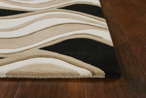 Image of 27" X 45" Wool Black or Beige Area Rug