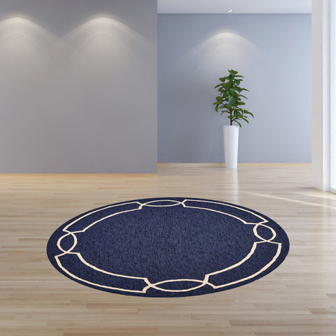 Image of 7 Ft Round UV treated Polypropylene Ocean Area Rug