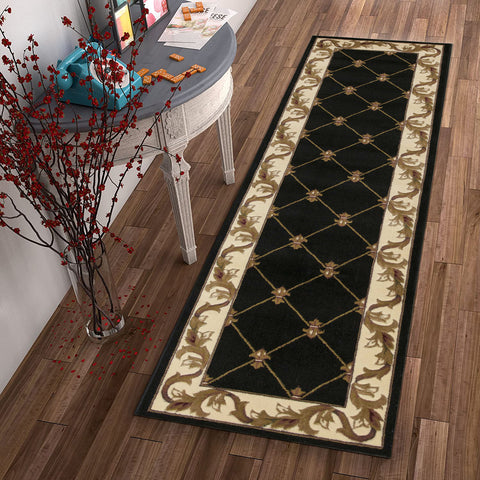 Image of 2 x 7 Runner Polypropylene Black Area Rug