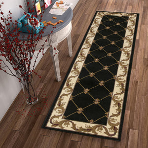 2 x 7 Runner Polypropylene Black Area Rug