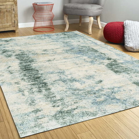 Image of 2 x 5 Polypropylene Ivory or Blue Area Rug