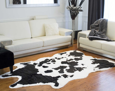 Image of 63" x 90" Sugarland Black And White, Faux Hide - Area Rug