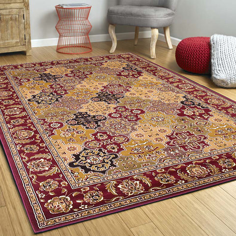 Image of 7 Ft Octagon Polypropylene Red Area Rug