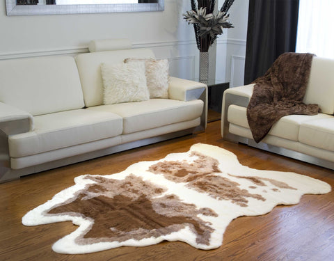 Image of 51" x 60" Brown And Natural, Faux Hide - Area Rug