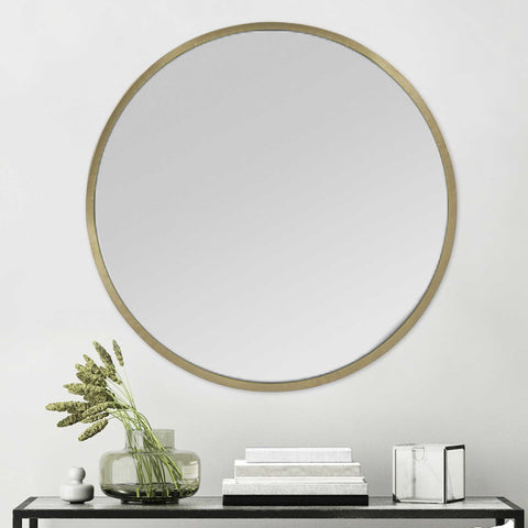 Image of Round Wall Mirror with Matte Gold Finish