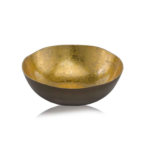 Image of 12" x 12" x 3.75" Gold and Bronze Metal Small Round Bowl